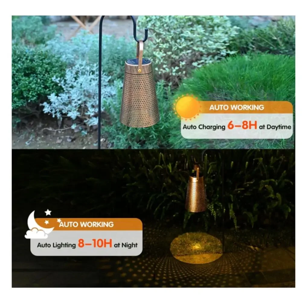 Solar Hollow Out Outdoor Light 2 Pack - Metal Lantern 5.04